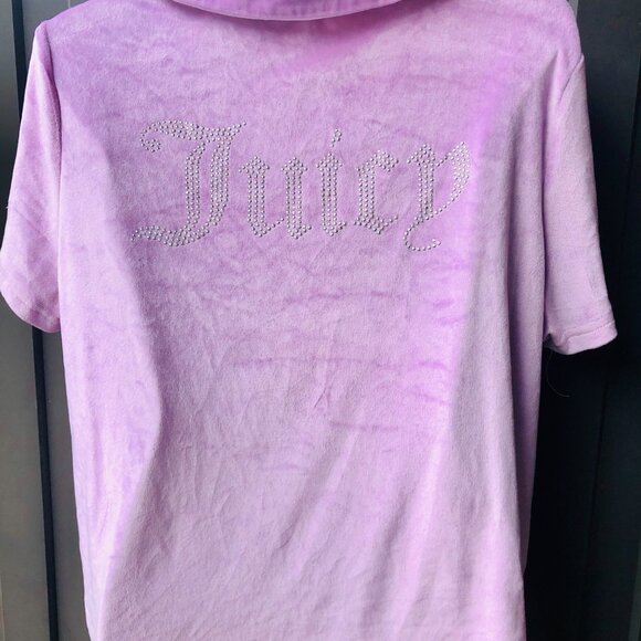 Juicy Couture TOP ONLY Lilac Purple Velour Sleepwear XL Short-Sleeve Button Down - Picture 5 of 9